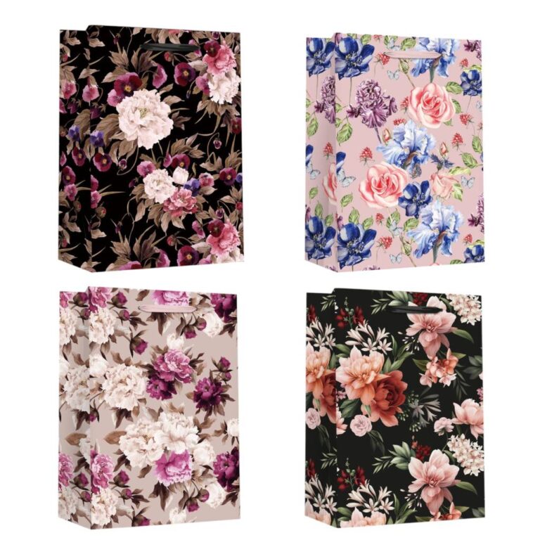 Пакет паперовий JUMBO Flores, розмір 33×12,7×47,7см, 210 г/м2, асорті. ТМ Malevaro.
