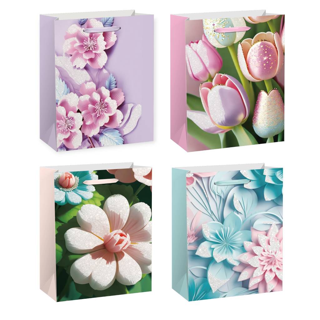 Пакет паперовий JUMBO Flores, розмір 33×12,7×47,7см, 210 г/м2, асорті. ТМ Malevaro.