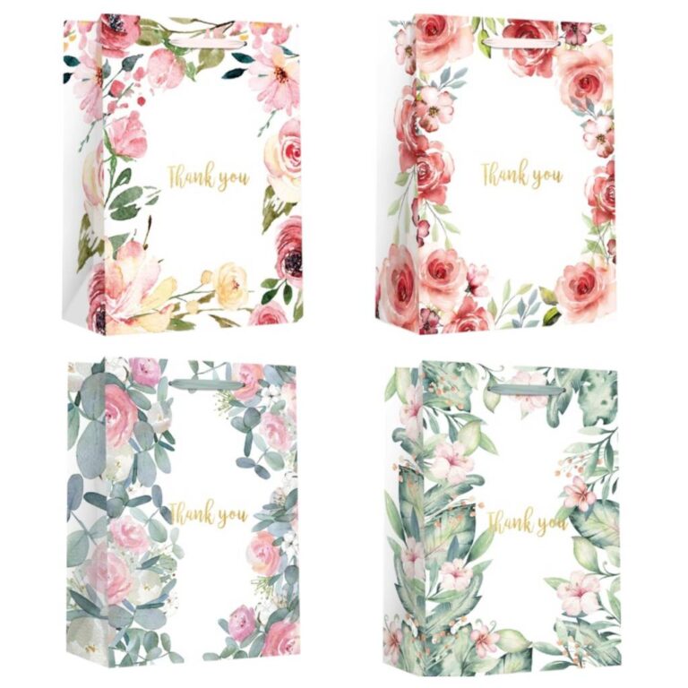 Пакет паперовий MEDIUM Spring flowers, розмір 17,8×9,8×22,9 см, 210 г/м2, асорті. ТМ Malevaro.