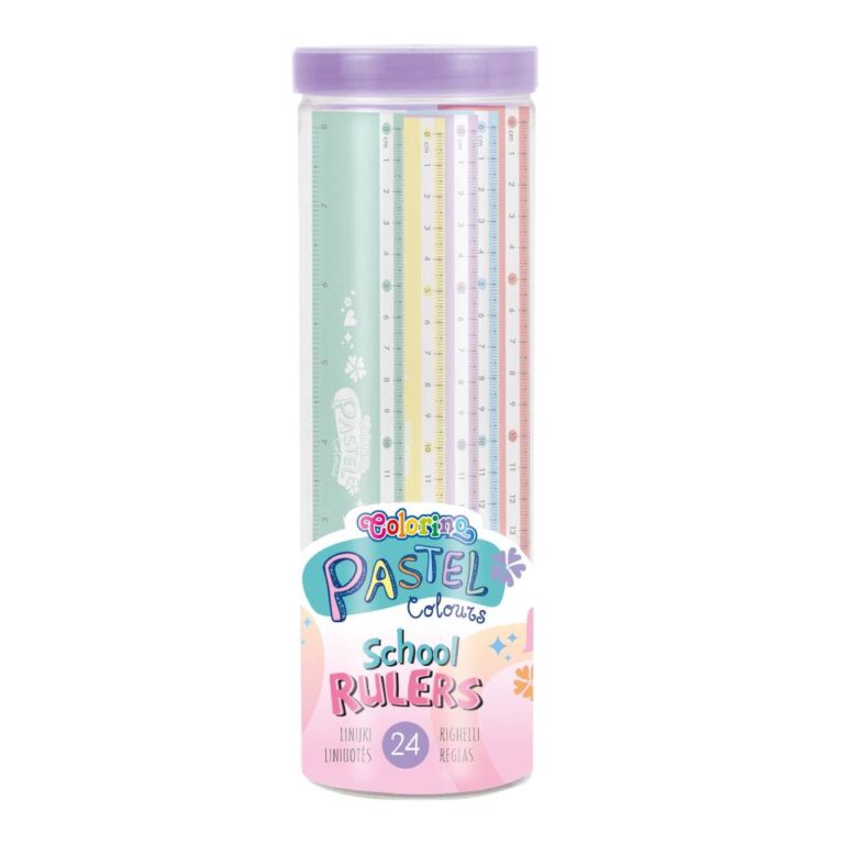 Линійка 20 см, туба 24 шт, серія PASTEL