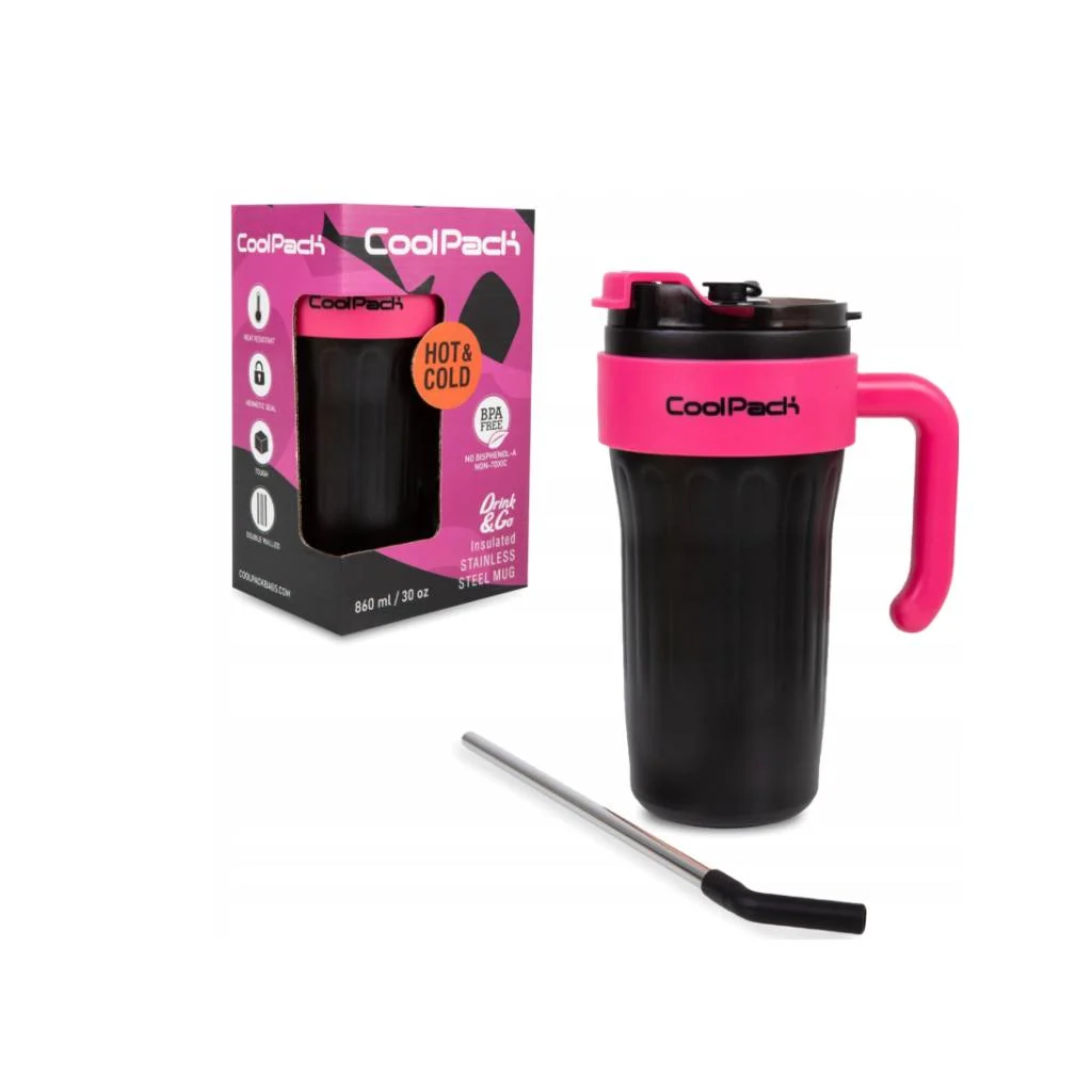 Термокухоль металевий MUG PINK BLACK, об’єм – 860 мл