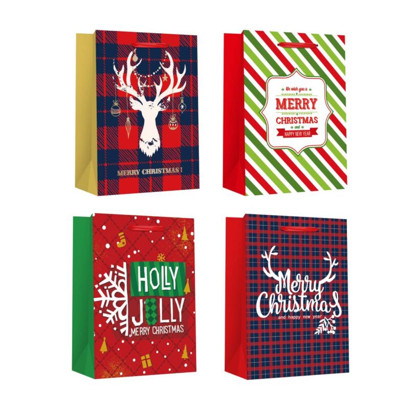 Пакет паперовий MEDIUM XMAS, розмір 17,8×9,8×22,9 см, 210 г/м2, асорті. ТМ Malevaro.