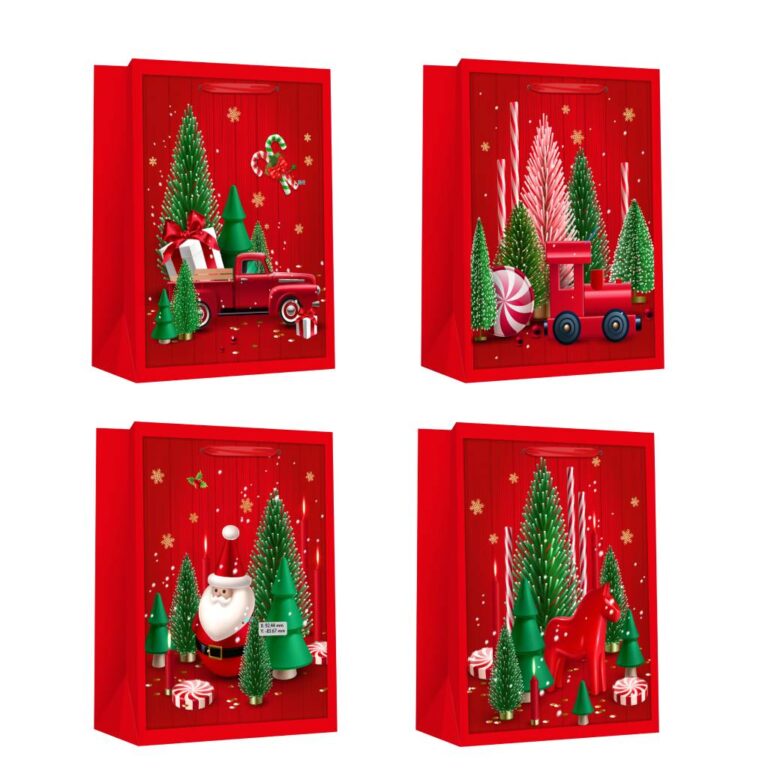 Пакет паперовий MEDIUM XMAS, розмір 17,8×9,8×22,9 см, 210 г/м2, асорті. ТМ Malevaro.