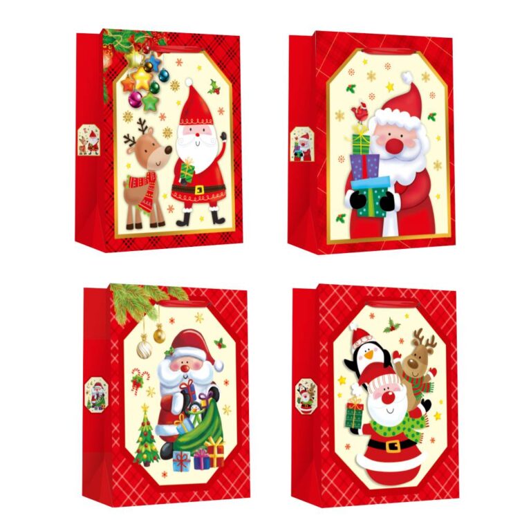 Пакет паперовий XMAS, розмір 26×12,7×32,4 см, 210 г/м2, асорті. ТМ Malevaro.