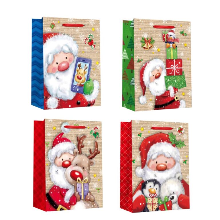 Пакет паперовий MEDIUM XMAS, розмір 17,8×9,8×22,9 см, 210 г/м2, асорті. ТМ Malevaro.