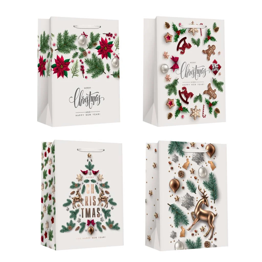 Пакет паперовий XMAS, розмір 26×12,7×32,4 см, 210 г/м2, асорті. ТМ Malevaro.