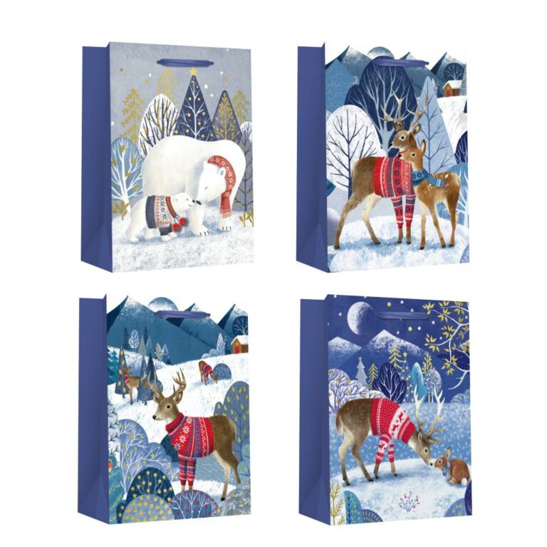 Пакет паперовий MEDIUM XMAS, розмір 17,8×9,8×22,9 см, 210 г/м2, асорті. ТМ Malevaro.