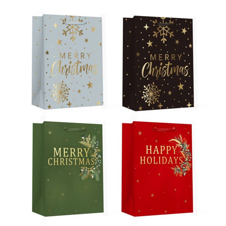Пакет паперовий XMAS Merry1, розмір 26×12,7×32,4 см, 210 г/м2, асорті. ТМ Malevaro.