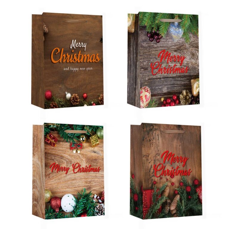 Пакет паперовий XMAS Merry3, розмір 26×12,7×32,4 см, 210 г/м2, асорті. ТМ Malevaro.