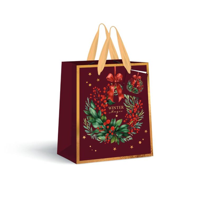 Пакет паперовий LARGE Burgundy, розмір 33x46x13 см, 190 г/м2.ТМ Іnterdruk.